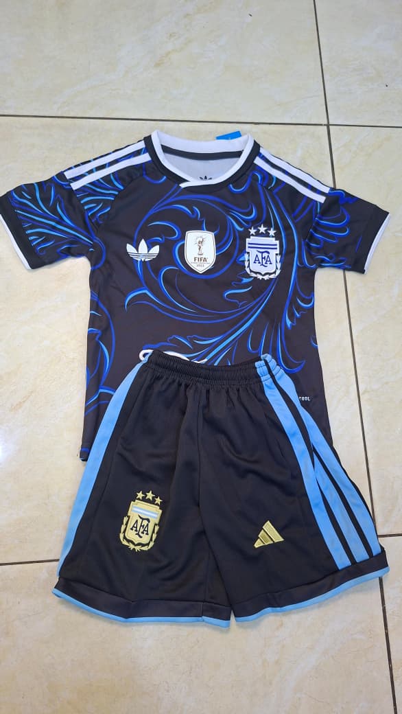 Official Argentina Kids Away Kit 2026 World Cup Edition (Shirt & Shorts Set)